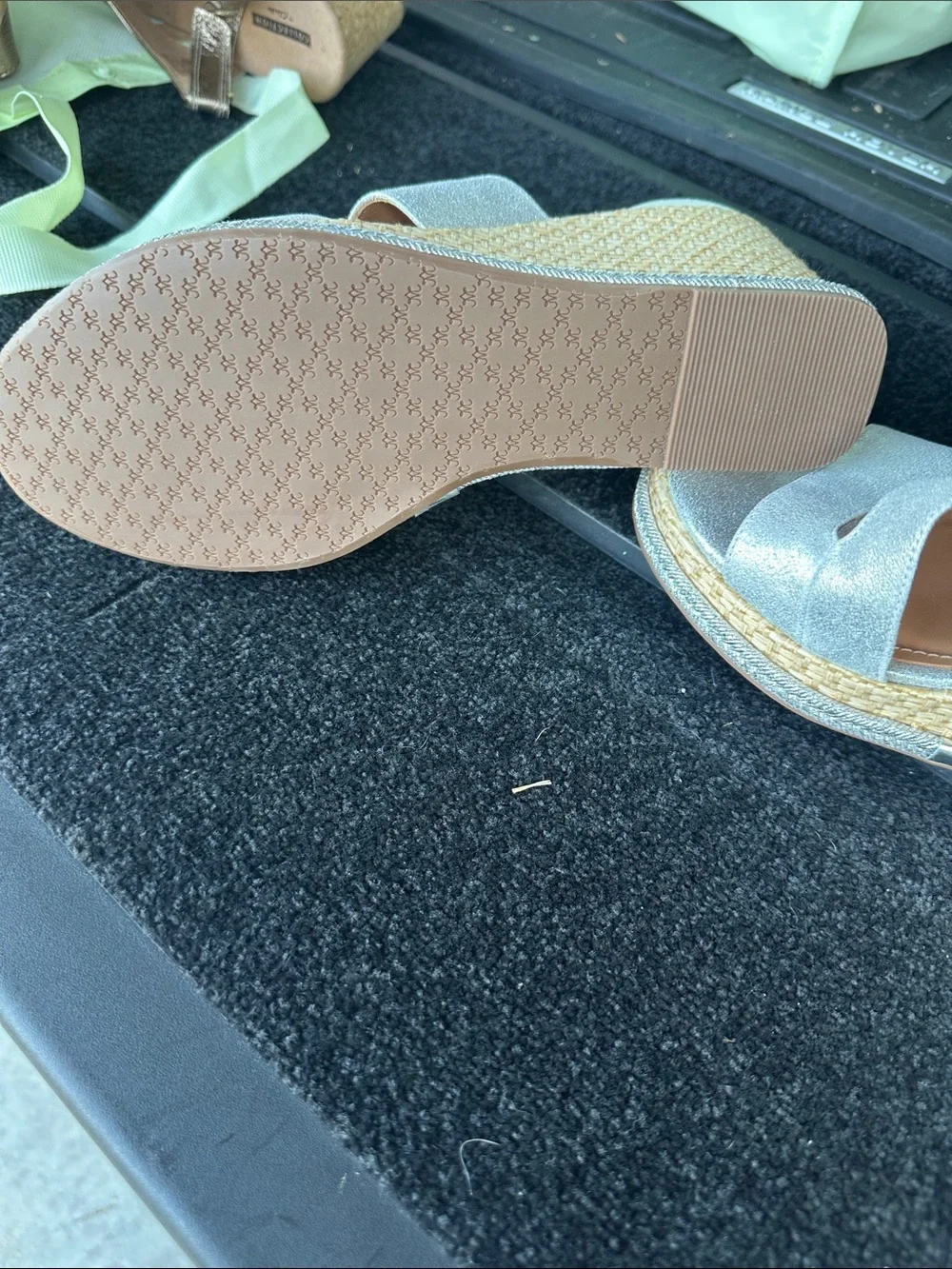 Johnston & Murphy Silver Espadrille Wedge Sandals